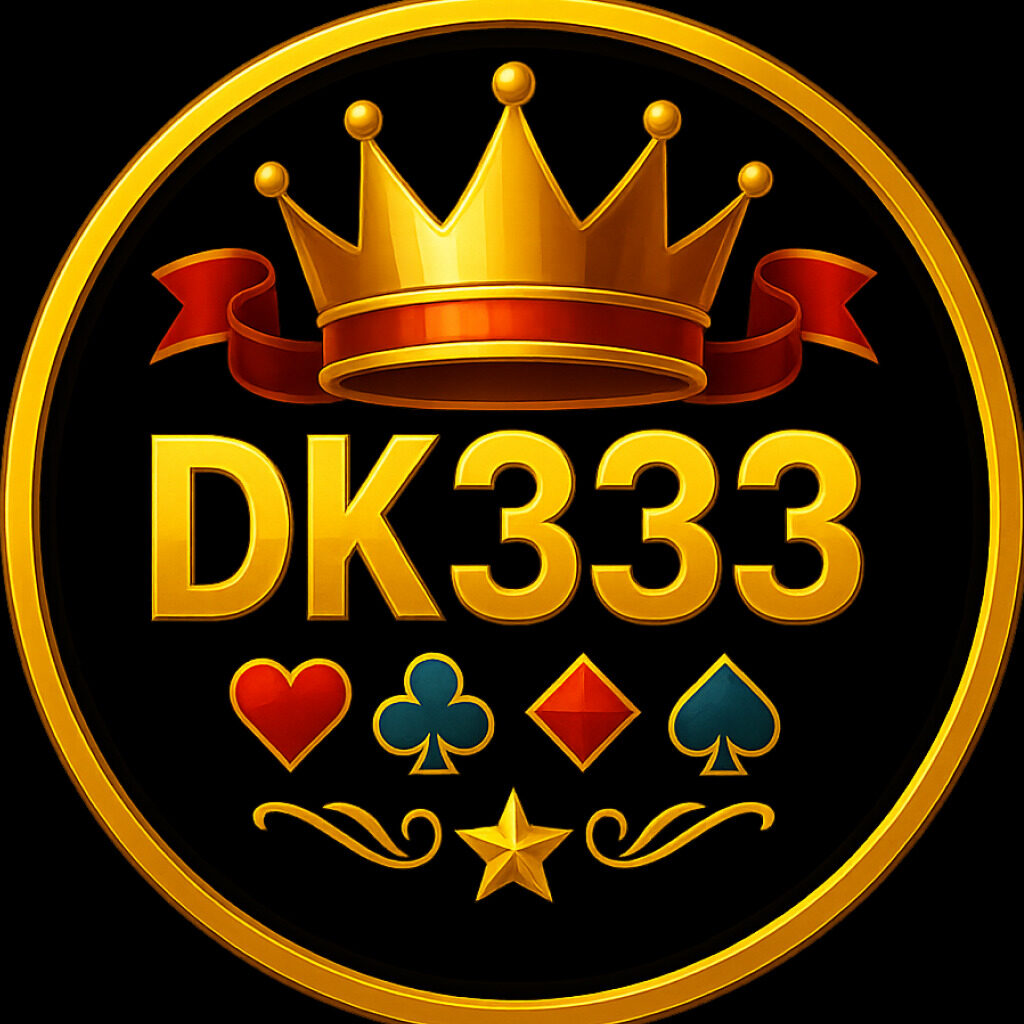 DK333 Casino official golden crown logo with cards and star symbol